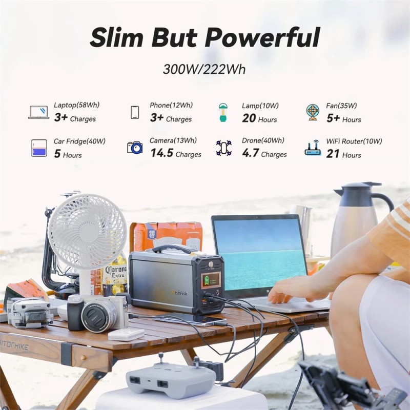 FlashFish G300 kannettava 300W aurinkogeneraattori varavirtalähde 222Wh 60000mAh puhdas siniaalto