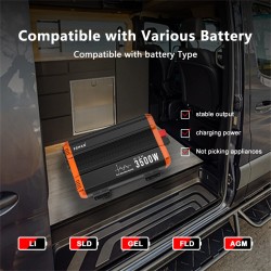 FCHAO KST-3500W-24V 3500W puhdas siniaaltoinvertteri DC24V–AC230V etäohjaimella EU-pistoke