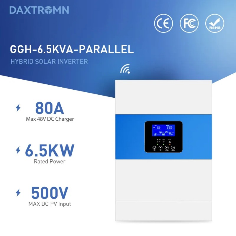 DAXTROMN hybridiinvertteri GGH-6.5KVA-PARALLEL 6.5kVA 5500W 48V-230V puhdas siniaalto 100A MPPT 3-vaiheinen