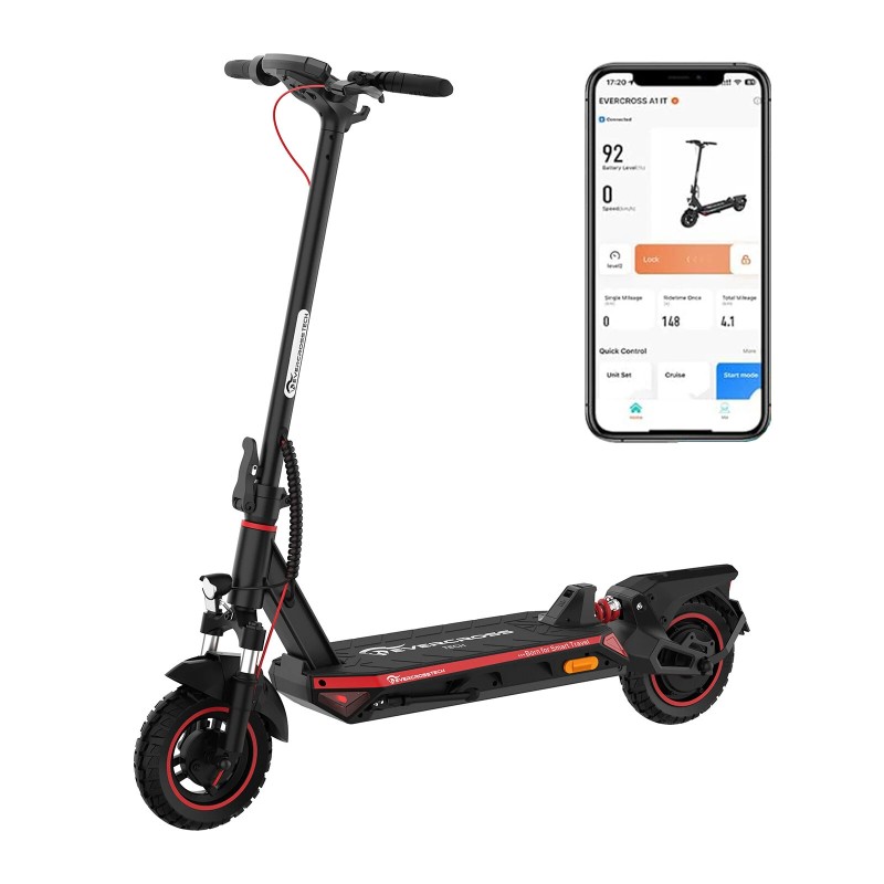 EVERCROSS A1 sähköpotkulauta ABE-hyväksytty 500W-moottori 46.8V 15.3Ah akku 10-tuuman renkaat 40-50km toimintasäde