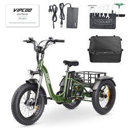 VIPCOO VC ET1 sähkökäyttöinen kolmipyöräkuormaaja 48V 20Ah akku 750W moottori 20 tuumaiset renkaat 150kg kantavuus