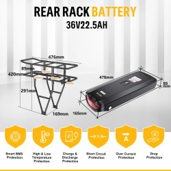 BAFANG 36V 22,5Ah 810Wh takatelineen sähköpyörän akku 30A suojapiirillä