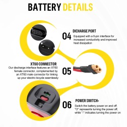 BAFANG 36V 22,5Ah 810Wh takatelineen sähköpyörän akku 30A suojapiirillä
