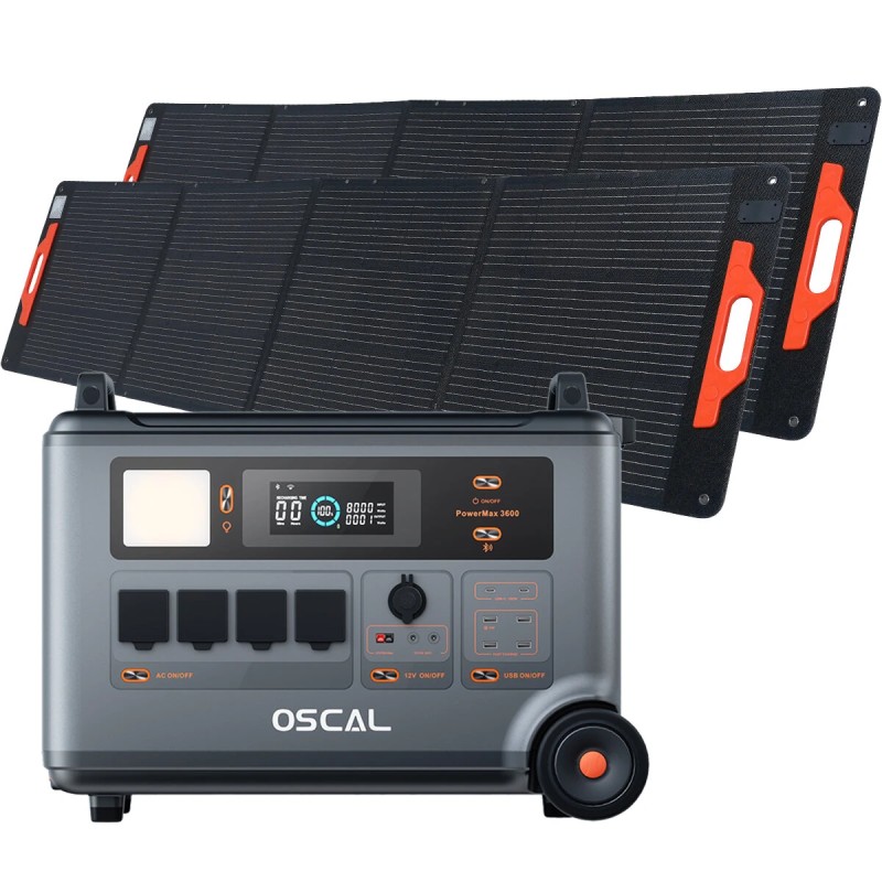Blackview OSCAL PowerMax 3600 kannettava virtalähde 3600Wh LiFePO4 ja 200W aurinkopaneeli