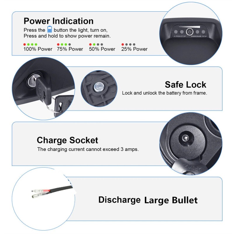 Unitpackpower S039 36V 15Ah sähköpyörän akku 540W 20A suojauslevy