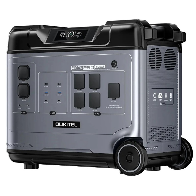 OUKITEL P5000 Pro kannettava varavirtalähde 5120Wh LiFePO4 akku 4000W puhdas siniaalto sovellusohjaus pyörillä