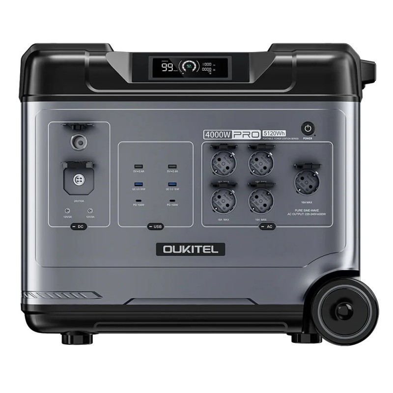 OUKITEL P5000 Pro kannettava varavirtalähde 5120Wh LiFePO4-akku 4000W puhdas siniaalto sovellusohjaus pyörillä