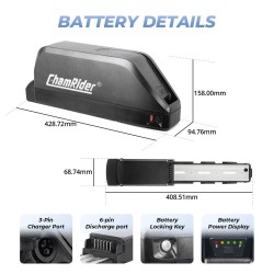 ChamRider Polly C 36V 33.6Ah sähköpyöräakku alaputkeen LG 21700 4800mAh 30A BMS IP65 4A-laturi