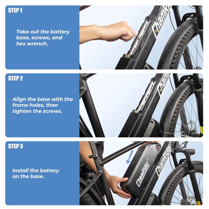 ChamRider Hailong C 48V 22,5Ah 1080Wh runkoputken sähköpyörän akku A-luokan 21700 kennot DALY 40A akunhallinta