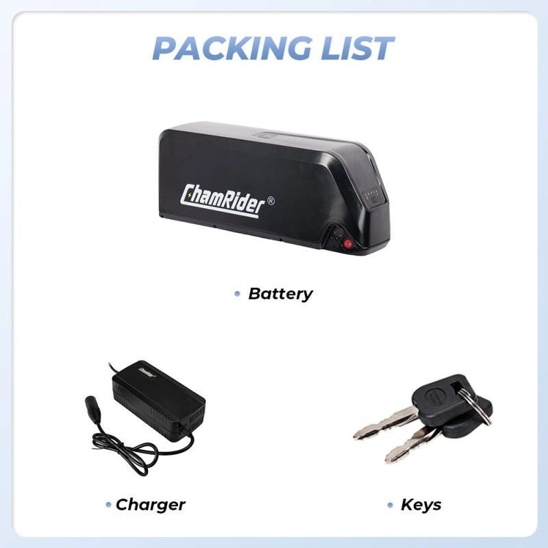 ChamRider Hailong C alaputken akku 52V 18Ah 936Wh DALY 40A IP65 nopealla laturilla