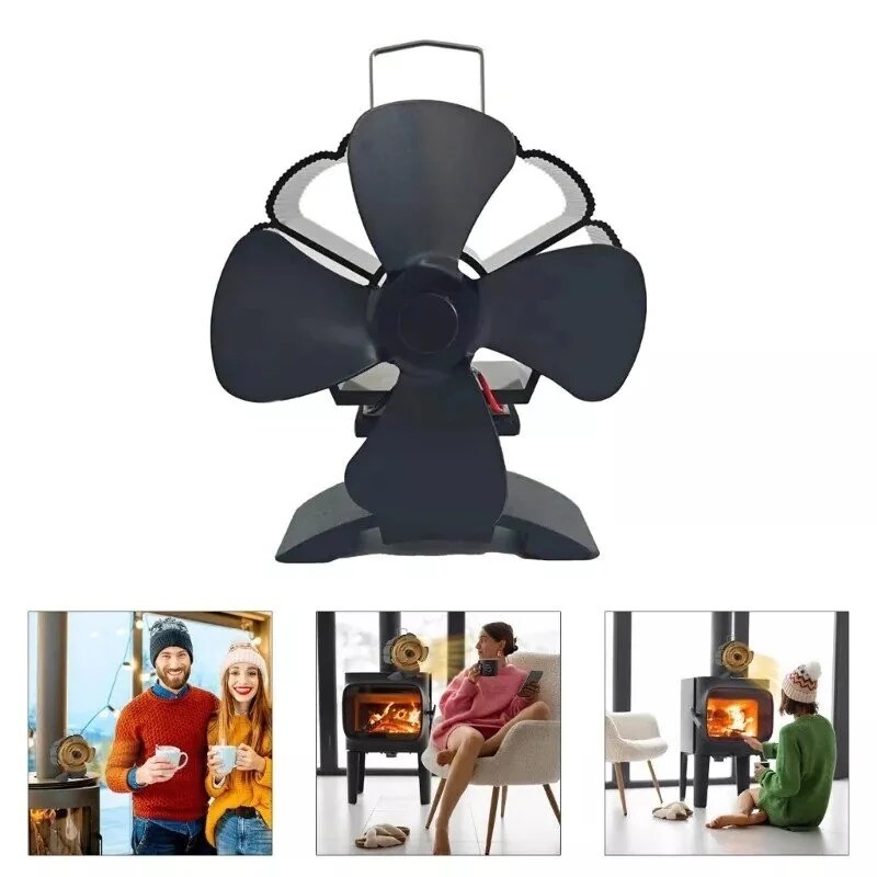 Nelilapainen hiljainen takkatuuletin DY384A lämpövoimainen ilmanpuhallin puulämmitteiseen takkaan ympäristöystävällinen