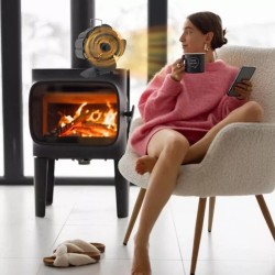 Nelilapainen hiljainen takkatuuletin DY384A lämpövoimainen ilmanpuhallin puulämmitteiseen takkaan ympäristöystävällinen