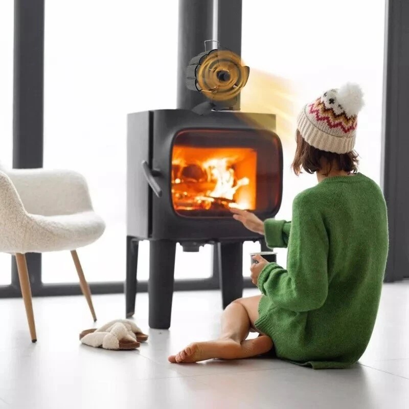 Nelilapainen hiljainen takkatuuletin DY384A lämpövoimainen ilmanpuhallin puulämmitteiseen takkaan ympäristöystävällinen