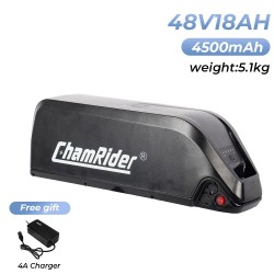 ChamRider Hailong B 48V 18Ah 864Wh runkoakku 21700-soluilla 40A suojapiirillä IP65 mukana 4A laturi