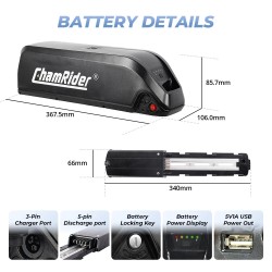 ChamRider Hailong A 48V 13,5Ah 648Wh 21700-kennoilla sähköpyörän runkoakku 30A BMS IP65 vedenkestävä 4A-laturi