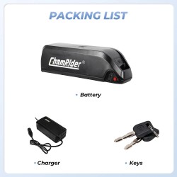 ChamRider Hailong A 48V 13,5Ah 648Wh 21700-kennoilla sähköpyörän runkoakku 30A BMS IP65 vedenkestävä 4A-laturi