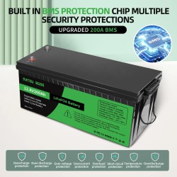 DATOUBOSS LiFePO4-akku 12,8V 100/200/300Ah sisäänrakennettu älykäs BMS yli 10000 sykliä