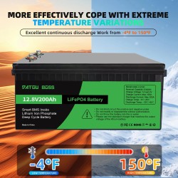 DATOUBOSS LiFePO4-akku 12,8V 100/200/300Ah sisäänrakennettu älykäs BMS yli 10000 sykliä