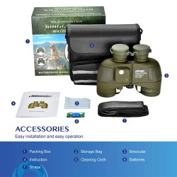 AOMEKIE AO3097 10x50 merikiikarit vesitiivis IPX7 etäisyysmittari ja kompassi