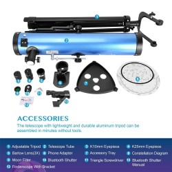 AOMEKIE heijastava kaukoputki 76mm 700mm 210x bluetooth-ohjain jalusta puhelinsovitin kuusuodatin A02018