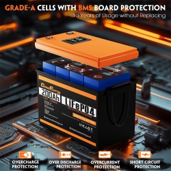 Cloudenergy DPCL12-200 12,8V 200Ah LiFePO4 akku 2560Wh varavirtalähde veneisiin ja matkailuautoihin