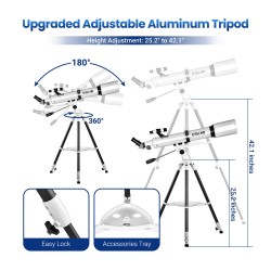 ESSLB ES2025 80 mm aukko 700 mm kaukoputki aloittelijoille aikuisille puhelinteline sovellus langaton kaukosäädin etsin