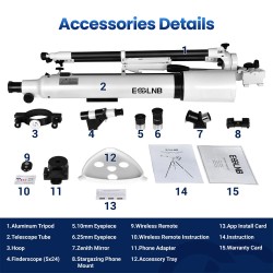 ESSLB ES2025 80 mm aukko 700 mm kaukoputki aloittelijoille aikuisille puhelinteline sovellus langaton kaukosäädin etsin