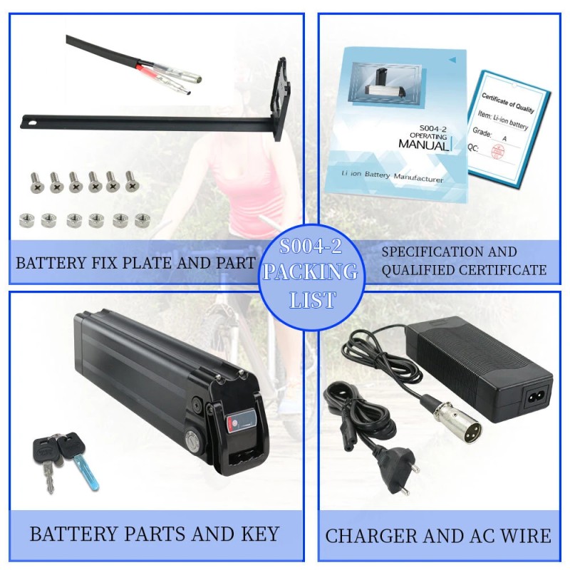 UNITPACKPOWER S004-2 36V 17,5Ah sähköpyörän akku 630W 20A BMS LG3500-kennolla, sopii 100–550W moottoreille