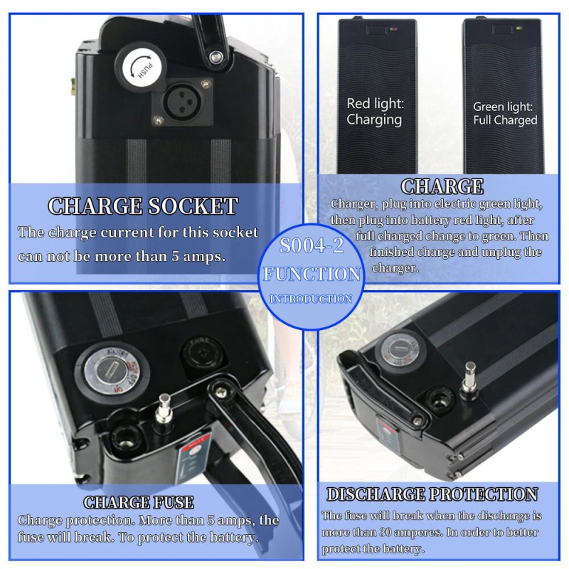 UNITPACKPOWER S004-2 36V 17,5Ah sähköpyörän akku 630W 20A BMS LG3500-kennolla, sopii 100–550W moottoreille