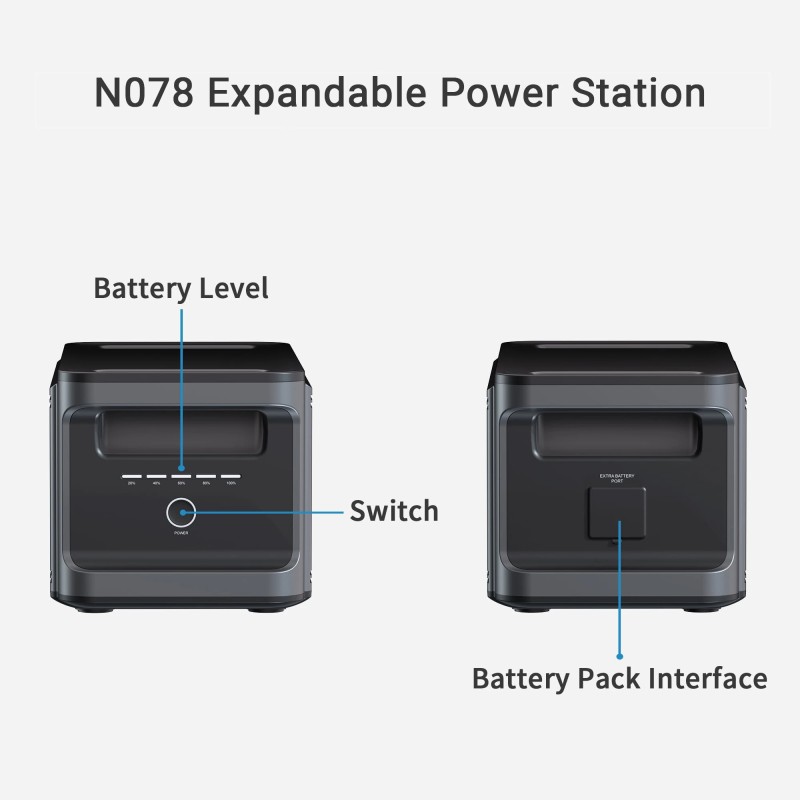 ECOPLAY N078 kannettava 1800W akkupankki 1536Wh laajennettava varavirtalähde puhdas siniaalto