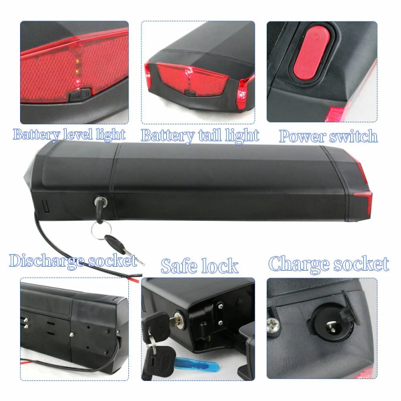 UNITPACKPOWER R006 36V 17,5Ah takatelineakku 20A BMS IP65 alumiinikotelo LED-valo lukolla