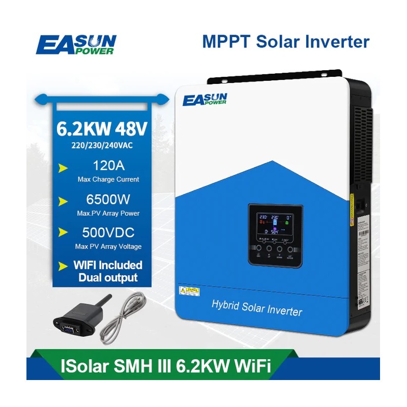 Easun Power 6,2 kW ja 4,2 kW aurinkohybridiinvertteri 220V 120A MPPT WIFI-GPRS puhdas siniaalto