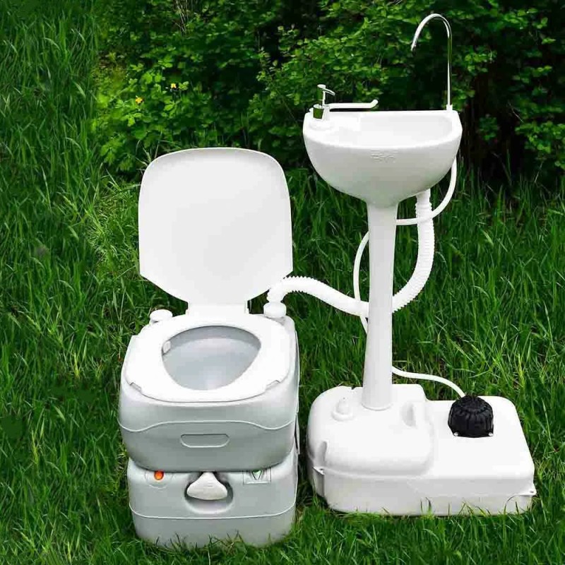 CALTER 19L kannettava ulkopesuallas jalustalla pyyhetelineellä ja jalkapumpulla