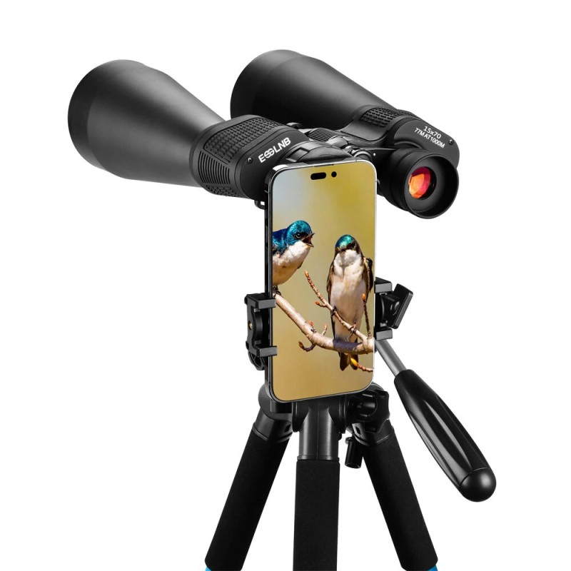 ESSLB 15x70 kiikarit jalustasovittimella ja älypuhelinsovittimella hämäränäköominaisuudella tähtitarkkailuun vedenpitävät