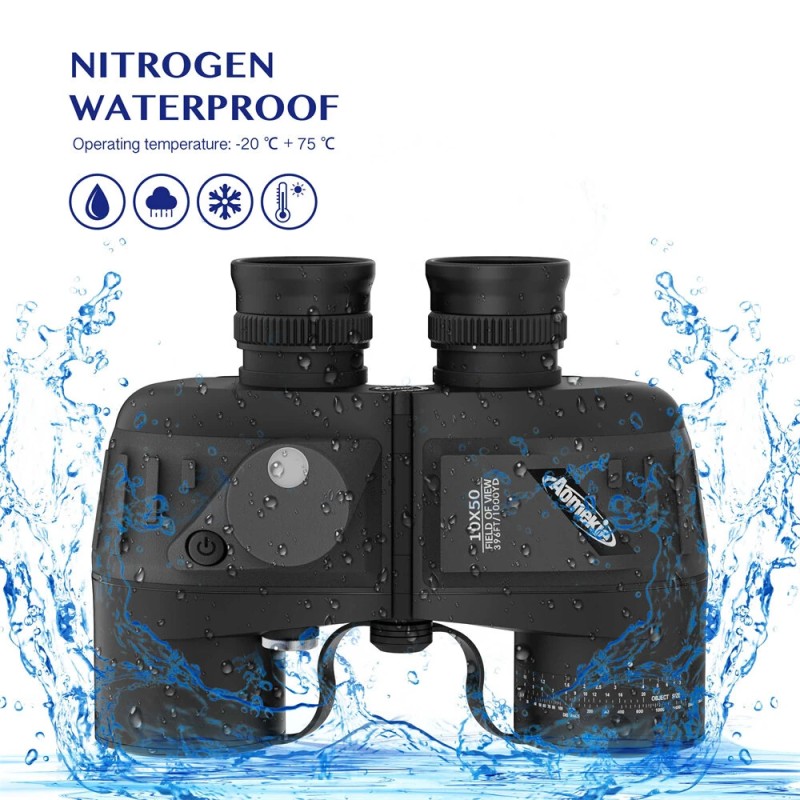 AOMEKIE merikiikarit 7x50 vedenpitävät IPX7 valaistu etäisyysmittari kompassilla AO3002