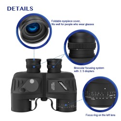 AOMEKIE merikiikarit 7x50 vedenpitävät IPX7 valaistu etäisyysmittari kompassilla AO3002