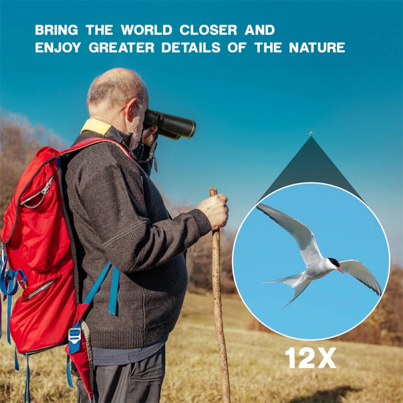 ESSLNB ES3074 12x50 vedenpitävät kiikarit vihreäfilmi 22mm okulaari puhelinsovitin kompaktit