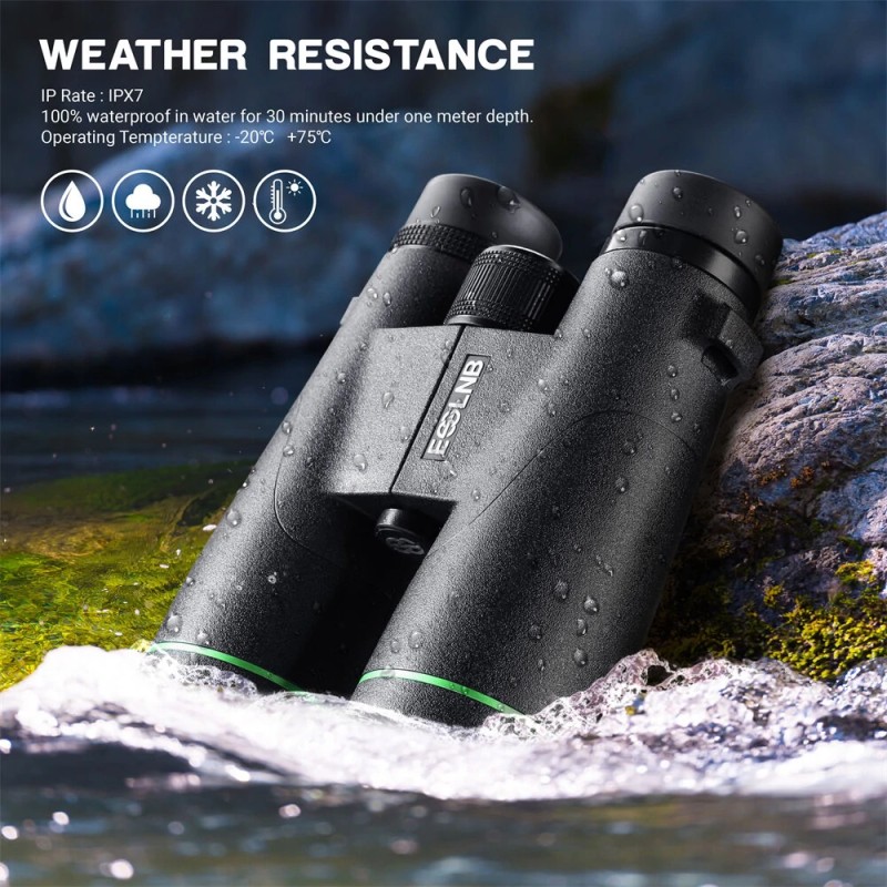 ESSLNB ES3074 12x50 vedenpitävät kiikarit vihreäfilmi 22mm okulaari puhelinsovitin kompaktit
