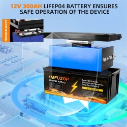 MFUZOP 12V 300Ah ladattava LiFePO4-akku 3840Wh äly-BMS:llä matkailuautoon aurinkoenergian varastointiin