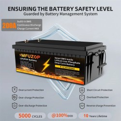 MFUZOP 12V 300Ah ladattava LiFePO4-akku 3840Wh äly-BMS:llä matkailuautoon aurinkoenergian varastointiin
