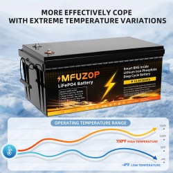 MFUZOP 12V 300Ah ladattava LiFePO4-akku 3840Wh äly-BMS:llä matkailuautoon aurinkoenergian varastointiin