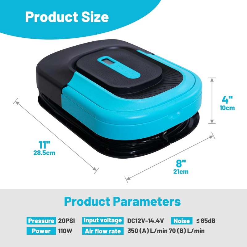 FUNWATER sähköinen korkeapainepumppu SUP-laudalle 12V autoliittimellä älykkäällä automaattikatkaisulla ACC1420004