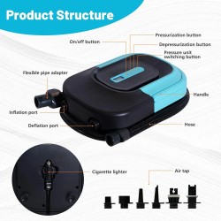 FUNWATER sähköinen korkeapainepumppu SUP-laudalle 12V autoliittimellä älykkäällä automaattikatkaisulla ACC1420004