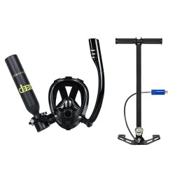 DIDEEP 0 5 litrainen kokokasvoinen snorkkelisetti pienellä sukelluspullolla ja täyttöpumpulla