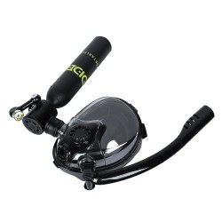 DIDEEP 0,5-litrainen kokokasvoinen snorkkelisetti pienellä sukelluspullolla ja täyttöpumpulla