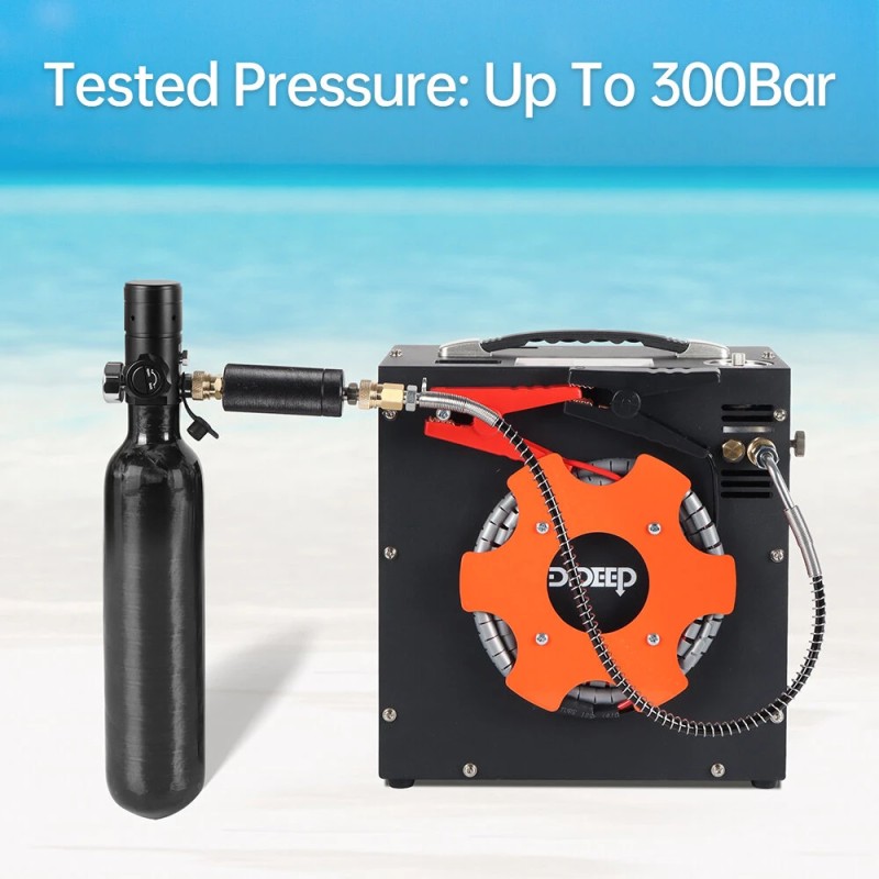 DIDEEP kannettava korkeapaineinen automaattinen ilmakompressori DC12V/AC110-220V 300 bar kaksoissäiliöille