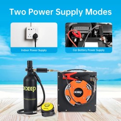 DIDEEP kannettava korkeapaineinen automaattinen ilmakompressori DC12V/AC110-220V 300 bar kaksoissäiliöille