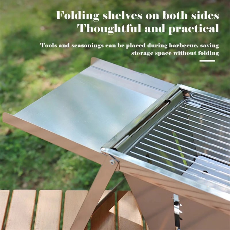 IPRee kannettava hiiligrilli taittuva pieni ulkogrilli kevyt ruostumaton teräs kantolaukulla