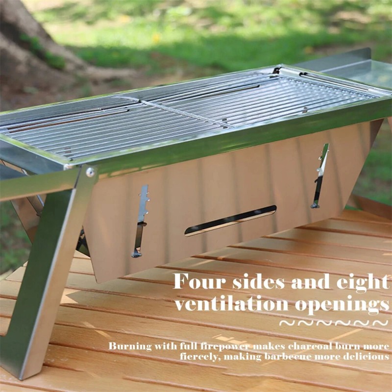 IPRee kannettava hiiligrilli taittuva pieni ulkogrilli kevyt ruostumaton teräs kantolaukulla