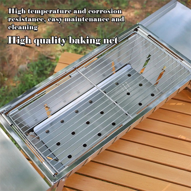 IPRee kannettava hiiligrilli taittuva pieni ulkogrilli kevyt ruostumaton teräs kantolaukulla